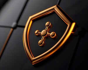 Stylized black and gold shield emblem representing security and protection.