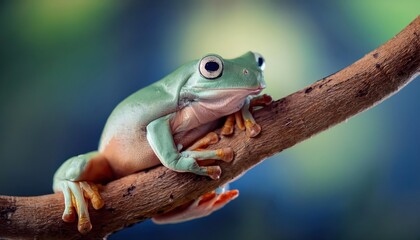 Spotlight on an Adorable Froggie A Magnificent Closeup of an Aussie Amphibian against a Majestic Outback Backdrop, Embracing the Warmth and Textures of Australias Bushlands.