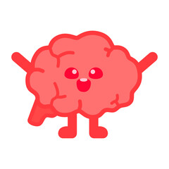 Happy Brain Mascot Cartoon Character Illustration Vector