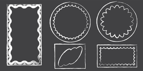 Hand drawn lace inner scalloped frames. Chalk line scalloped frames. 4 to 5 9 to 16 social media frames