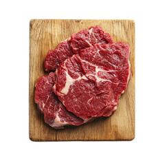 Fototapeta premium Raw meat on a cutting board isolated on transparent background