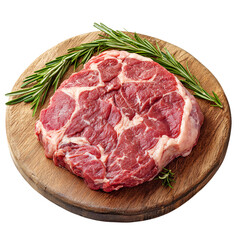 Fototapeta premium Raw meat on a cutting board isolated on transparent background