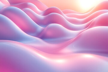 Soft Pastel Pink and Blue Waves with Warm Glowing Light