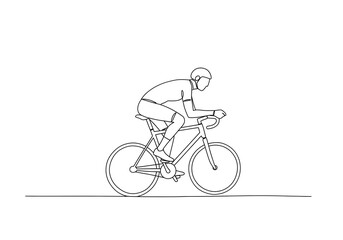 Fototapeta premium Cyclist Riding Bicycle Line Art Minimalist Design for Sports Theme