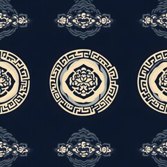 Floral Greek Medallion Pattern