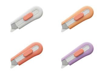 Colorful Utility Knife Collection Cutting and Crafting Tool Set on Black