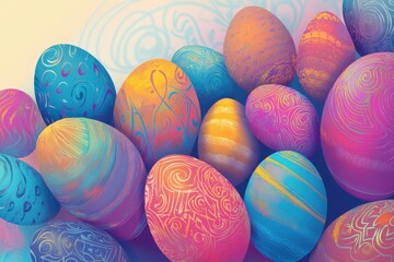 Obraz premium Nowruz Celebration: Colorful Eggs Background for Traditional Persian New Year Feast