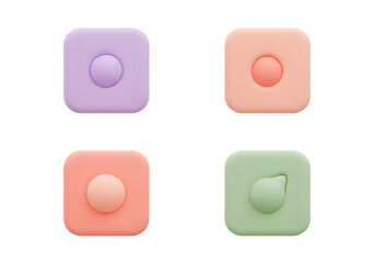 Four Pastel Color Square Shapes with Rounded Details Minimal Style