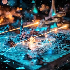 Sci-fi Diorama: Epic Laser Battle on Alien Planet