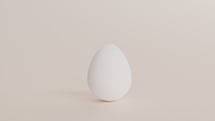 3d model of white easter egg on light beige background background as example,Easter