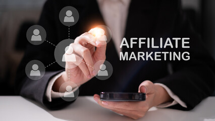 Online affiliate marketing business strategy digital advertising network concept