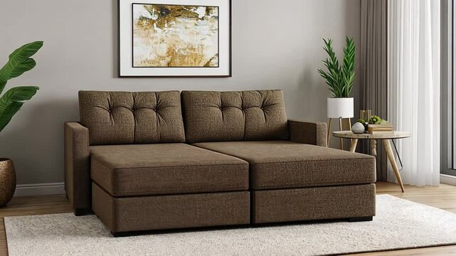 Modern Brown Sofa Bed with Storage: Stylish and Functional Furniture for Your Living Room