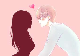 Fototapeta premium シルエットの女性に恋する男性
