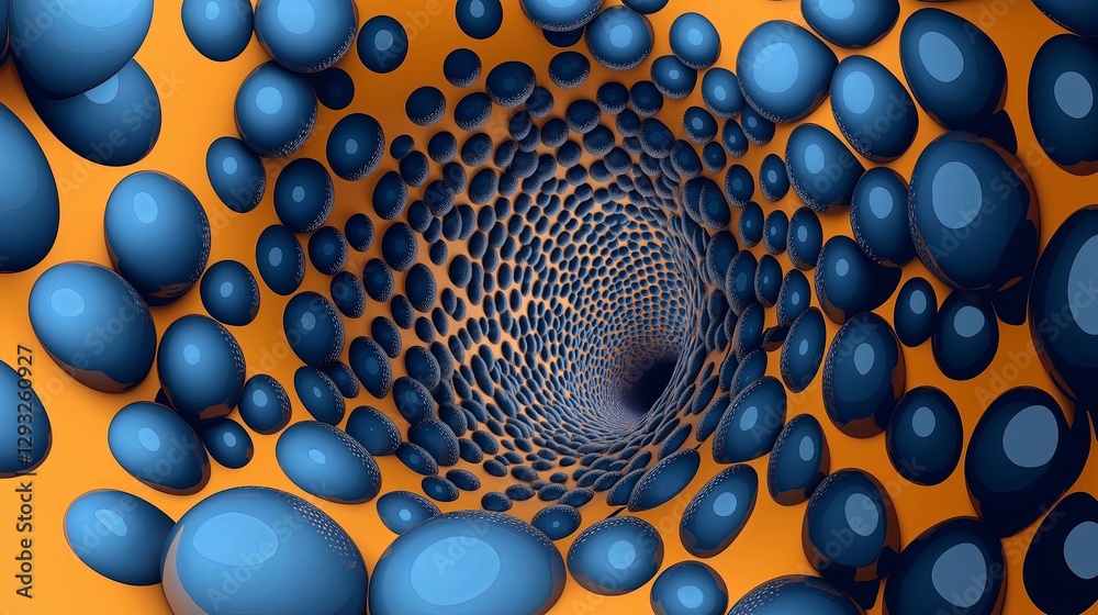 Poster A mesmerizing 3D illusion of interlocking spheres in motion