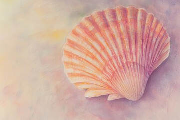 Soft Pink Shell on Subtle Pastel Background for Coastal Themes
