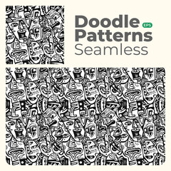 Doodle abstract full color patterns seamless