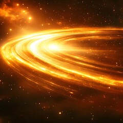 Obraz premium Golden Spiral Galaxy in Deep Space