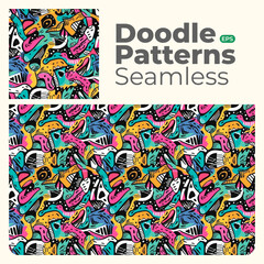 Obraz premium Doodle abstract full color patterns seamless