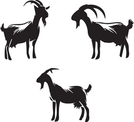 silhouette of clean vector of goats isolated