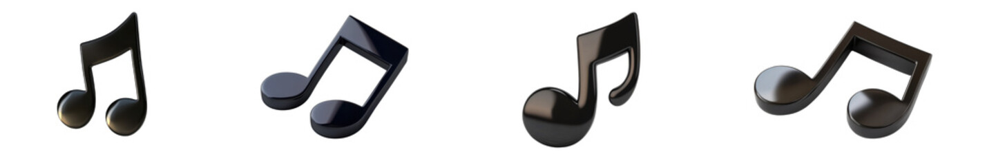 Set of black music notes isolated on white background