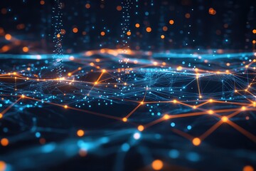 Obraz premium A modern abstract design of big data architecture, with seamless connections between nodes and data transfer pathways.