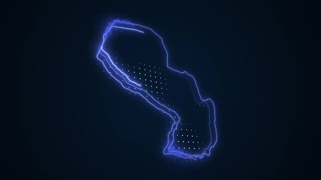 3D Neon Blue Paraguay Map Borders Outline Loop Background