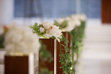 Wedding bouquet in the church