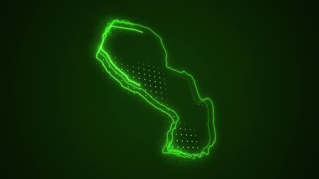3D Neon Green Paraguay Map Borders Outline Loop Background