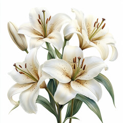 white lilies isolated on white