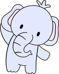 The hand-drawn elephant looks majestic and gentle