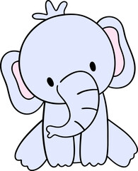 The hand-drawn elephant looks majestic and gentle