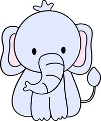 The hand-drawn elephant looks majestic and gentle