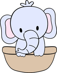 The hand-drawn elephant looks majestic and gentle