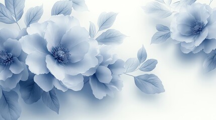 Fototapeta premium Delicate light blue floral arrangement on white background