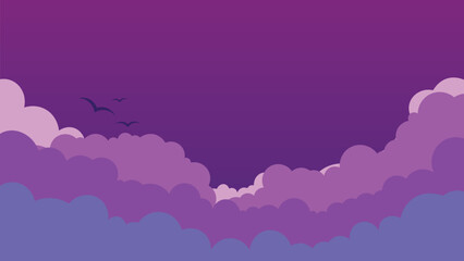 Fantasy Purple Dream Sky with Soft Clouds – Vector Illustration
