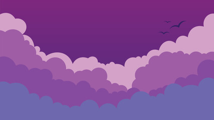 Fantasy Purple Dream Sky with Soft Clouds – Vector Illustration