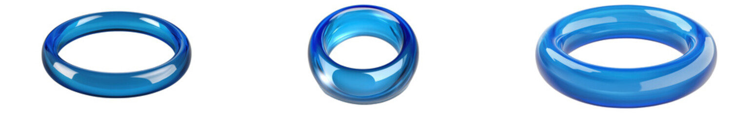 Set of blue rings isolated on white background