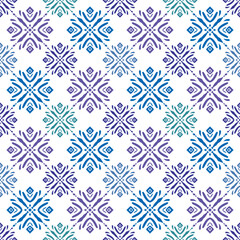 floral mandala seamless pattern in blue shades and white color for wallpaper and tile