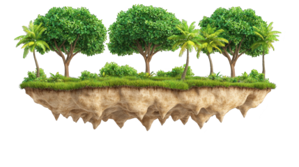 Tropical island paradise, palm trees and rainbow hues over a tranquil ocean