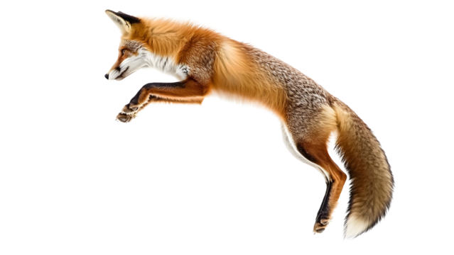 Fox making jumping gesture Isolated on white background.