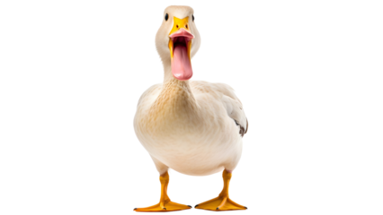 Duck with open mouth Isolated on white background