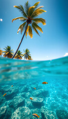 tropical beach with palm trees