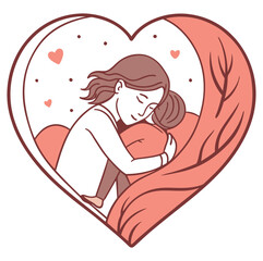 mother hugging her child, Mothers day, Lovely Mothers Day poster. Mother holding baby on white background 