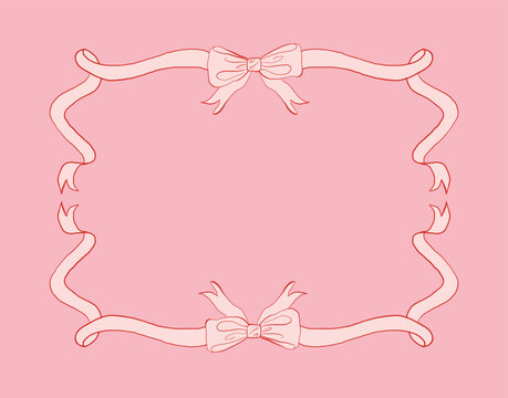 Aesthetic Coquette Sketch Bow Frame Elegant & Decorative Design