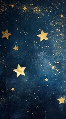 Fototapeta premium Golden Stars on a Dark Night Sky Background