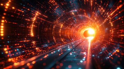 Obraz premium Digital tunnel, glowing, futuristic, energy