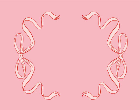 Aesthetic Coquette Sketch Bow Frame Elegant & Decorative Design