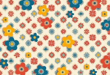 Obraz premium Add a touch of spring freshness to your designs with this geometric pattern, showcasing a delightful color scheme that captures the essence of the season, perfect for creating visually appealing backg