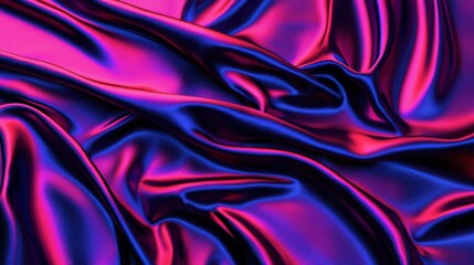 Obraz premium A vibrant, flowing fabric with rich shades of purple and blue, showcasing luxurious texture and sheen.