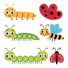 Fun Insect Coloring Collection Caterpillar, Snail, Ladybug, Spider, and Butterflies